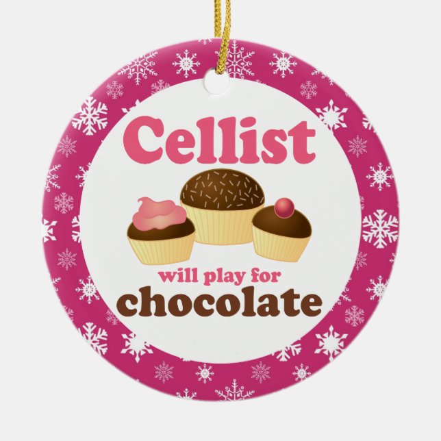 Cello Music Christmas Ornament (Front)