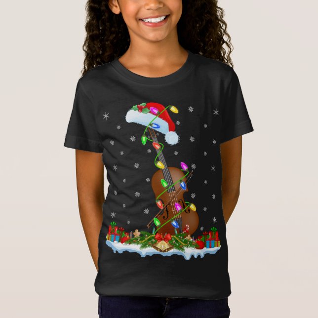Cello Music Lover Matching Santa Hat Cello Christm T-Shirt (Front)