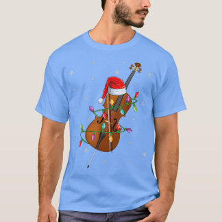 Cello Music Lover Xmas Lights Santa Cello Christma T-Shirt