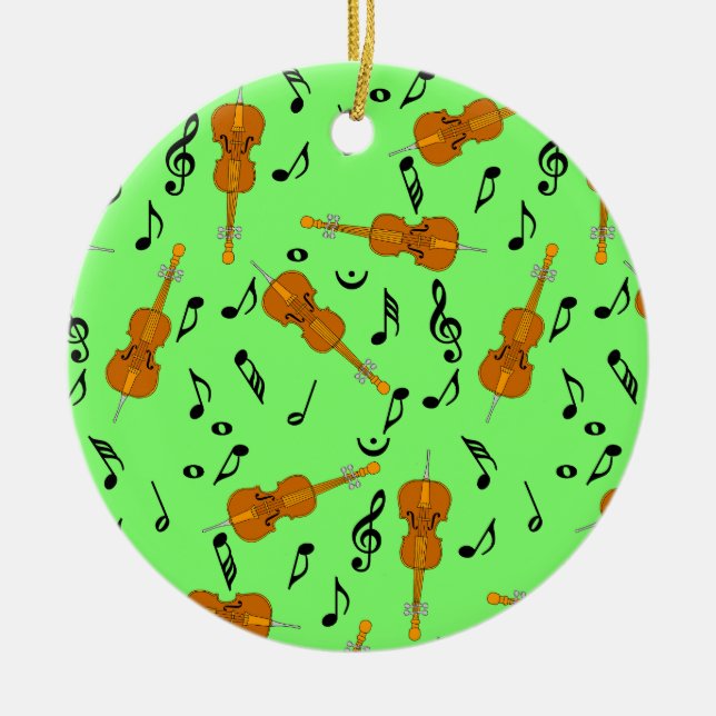 Cello Music Note Pattern Ceramic Tree Decoration (Front)