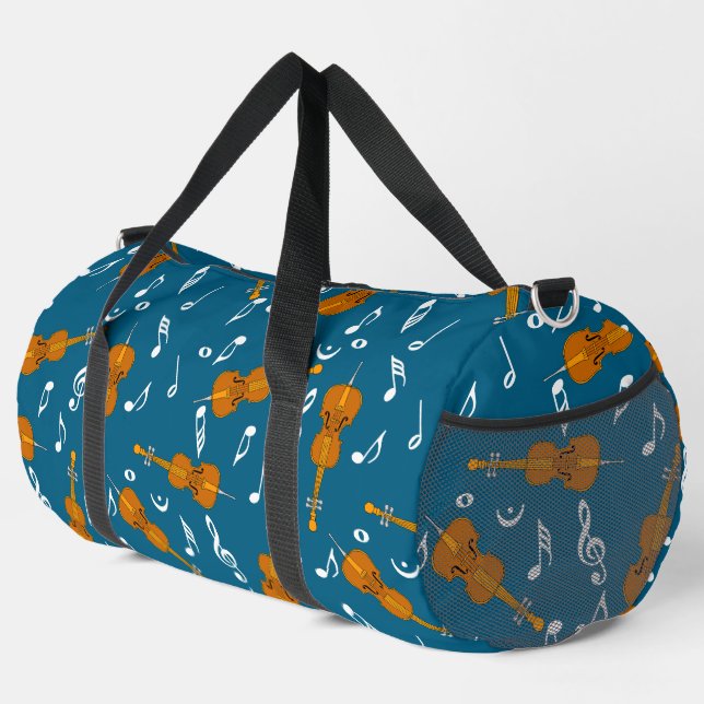 Cello Music Note Pattern Duffle Bag (Right Corner)