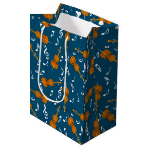 Cello Music Note Pattern Medium Gift Bag