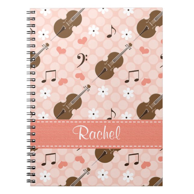 Cello Music Note Spiral Notebook Journal (Front)