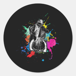 Cello Musician Musical Instrument Cellist Classic Round Sticker