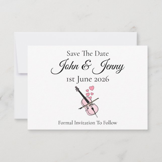 Cello Musician Wedding Save The Date (Front)