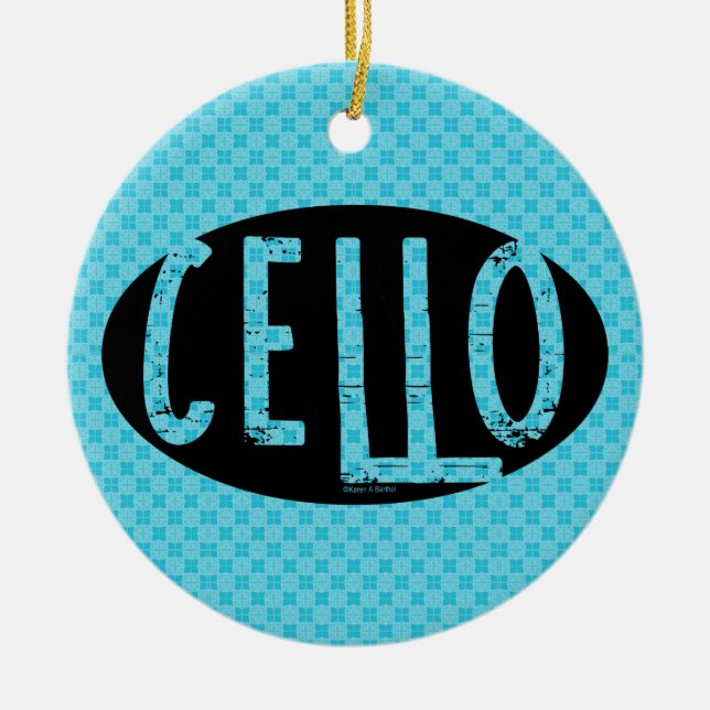 Cello Oval Rough Text Ceramic Tree Decoration (Front)
