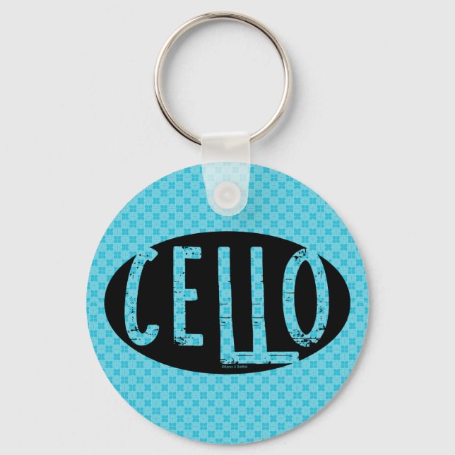 Cello Oval Rough Text Key Ring (Front)