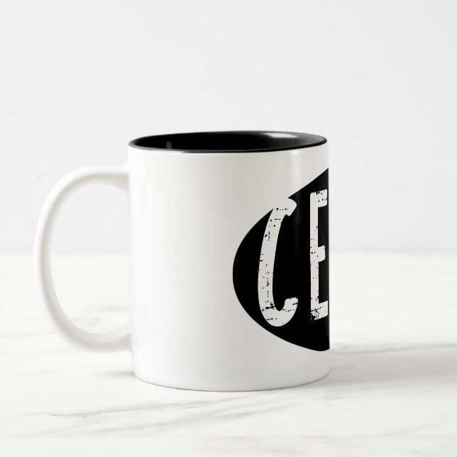 Cello Oval Rough Text Two-Tone Coffee Mug (Left)