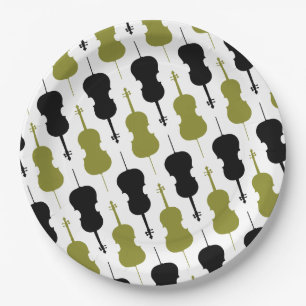 Cello Pattern - Green and Black Paper Plate