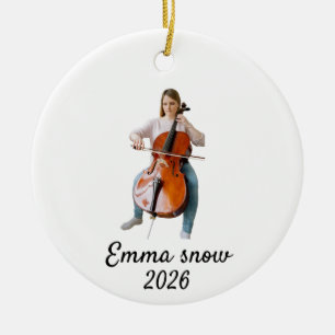 Cello Photo Ornament, Musical Instrument Cellist  Ceramic Tree Decoration