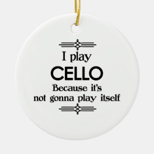 Cello - Play Itself Funny Deco Music Ceramic Tree Decoration