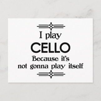 Cello - Play Itself Funny Deco Music Postcard