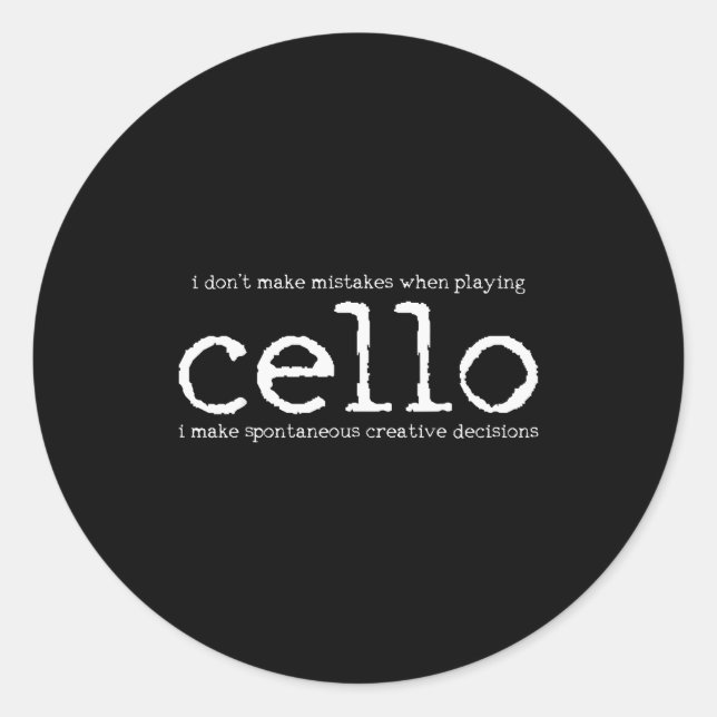 Cello Player Cellist Funny Gift  Classic Round Sticker (Front)