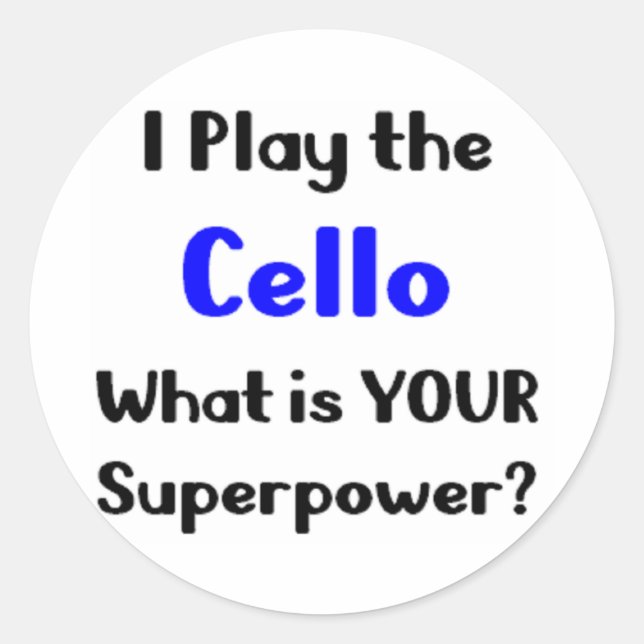 cello player classic round sticker (Front)
