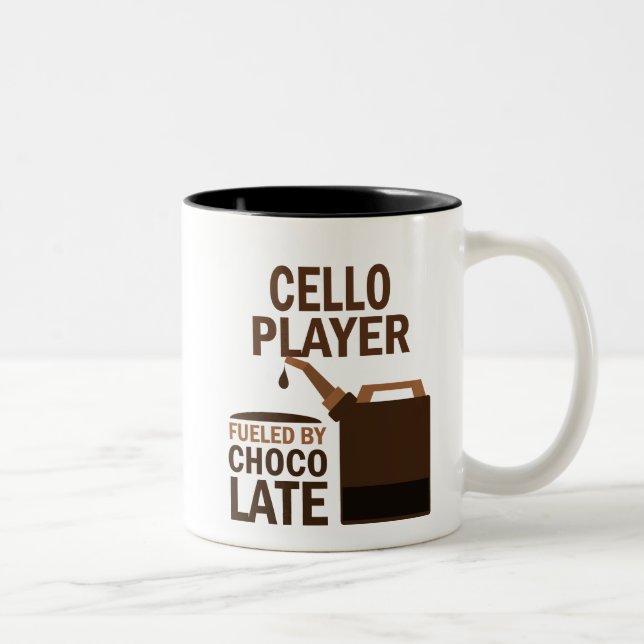 Cello Player (Funny) Chocolate Two-Tone Coffee Mug (Right)