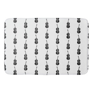 Cello Print Pattern Music Themed CUSTOM BG COLOR Bath Mat