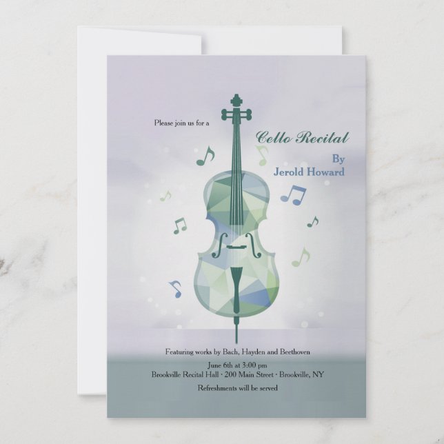 Cello Recital Grey Invitation (Front)