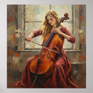 Cello Serenade by the Window Poster