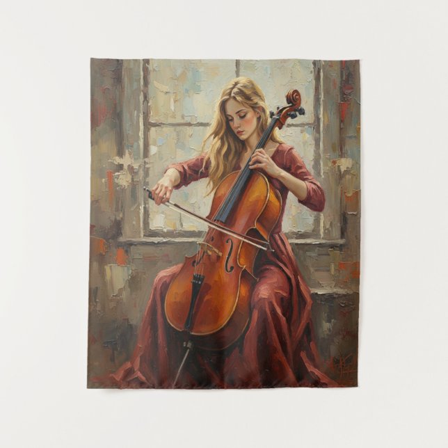 Cello Serenade by the Window Tapestry (Front)