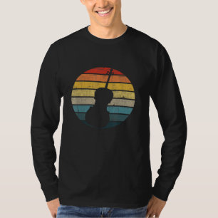 Cello Silhouette On A Distressed Retro Sunset T-Shirt