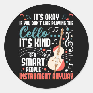 Cello Smart People Instrument Cellist Orchestra Classic Round Sticker