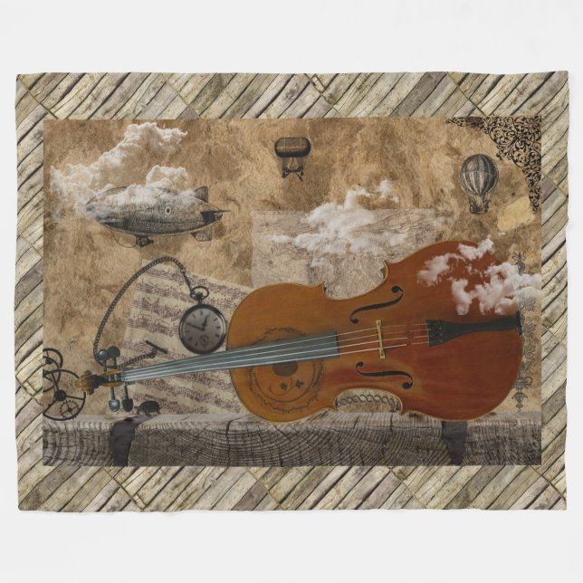 Cello Steampunk Suite Fleece Blanket (Front (Horizontal))