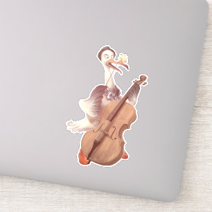 Cello Stork: Classical Music Animal in Yellow Mead