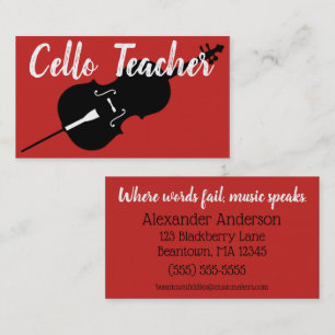 Cello Teacher Cello Lessons Personalise Business Card