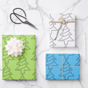 Cello Text Christmas Tree Wrapping Paper Sheet