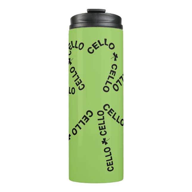 Cello Text Shamrock Thermal Tumbler (Front)