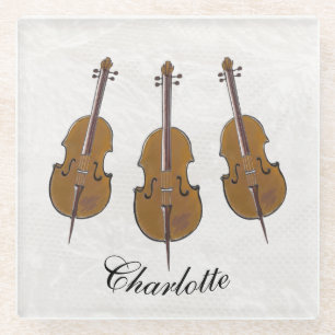 Cello trio personalised glass coaster