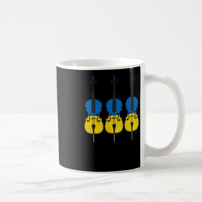 Cello Ukrainian Flag Cellist String Musician Stick Coffee Mug (Right)