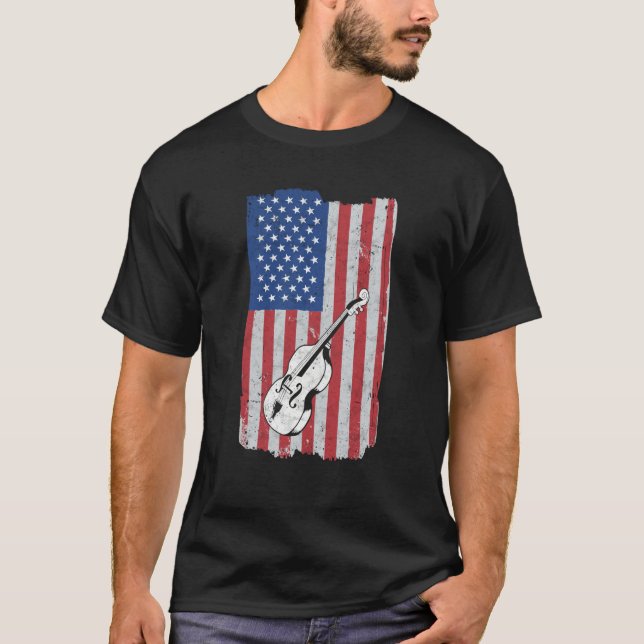 Cello USA Flag Cello Player Cellist T-Shirt (Front)