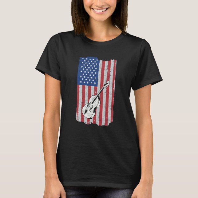 Cello USA Flag Cello Player Cellist T-Shirt (Front)