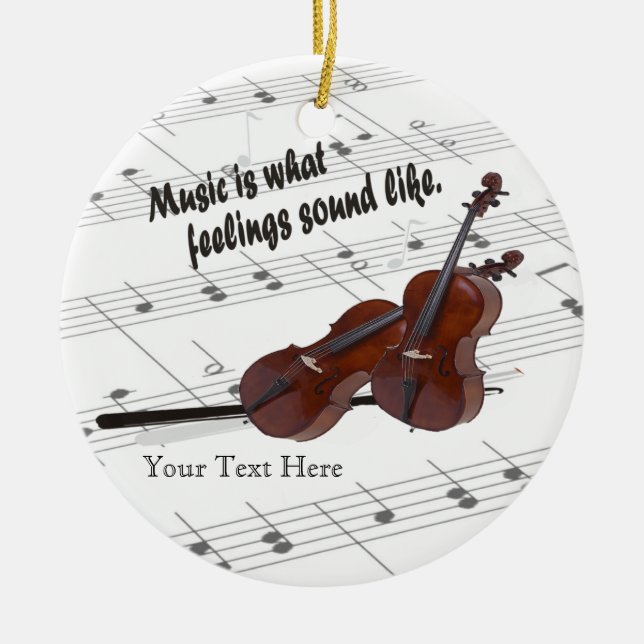 Cello Version What Feelings Sound Like - Customise Ceramic Tree Decoration (Front)