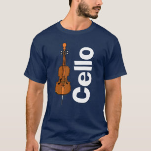 Cello Vertical White Text T-Shirt