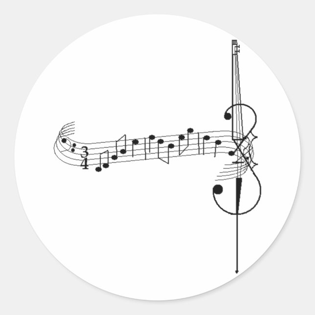 Cello Waltz Classic Round Sticker (Front)