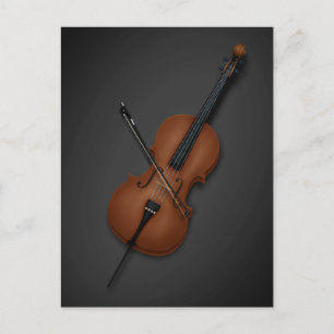 Cello with Bow Across Strings Classical Music Postcard
