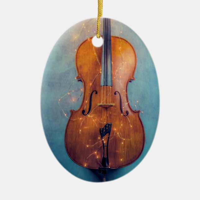 Cello with lights Christmas ornament (Front)