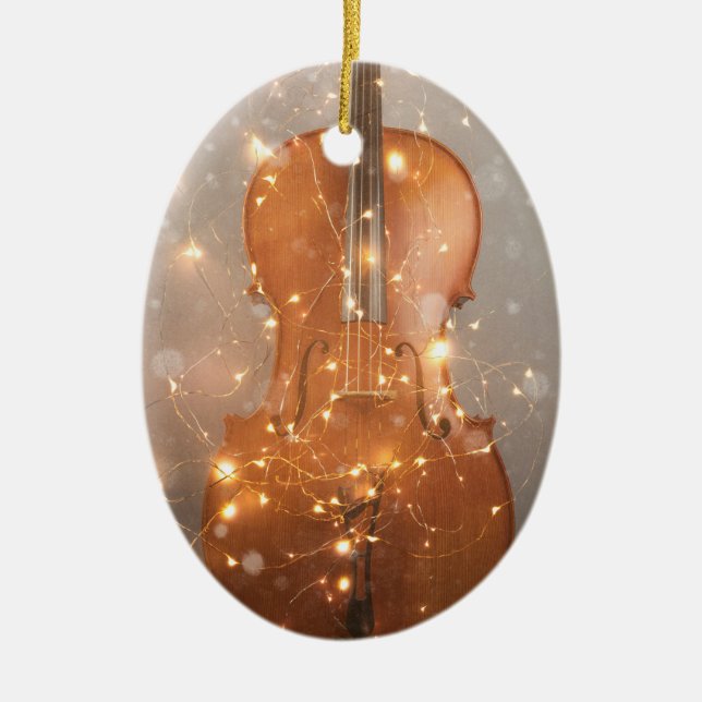 Cello with lights Christmas ornament (Front)