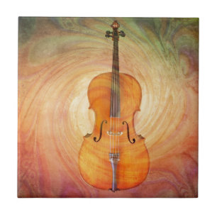 Cello with warm colourful textured background. tile