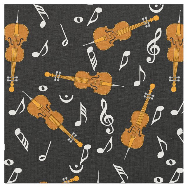 Cellos Music Notes Pattern  Fabric (Close Up)