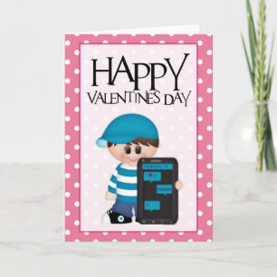 Cellphone Love Little Boy Valentine Greeting Card
