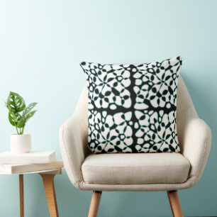 Cells Abstraction Black White Duck Egg Green Cushion