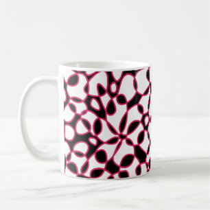Cells Abstraction Black White Hot Pink Coffee Mug