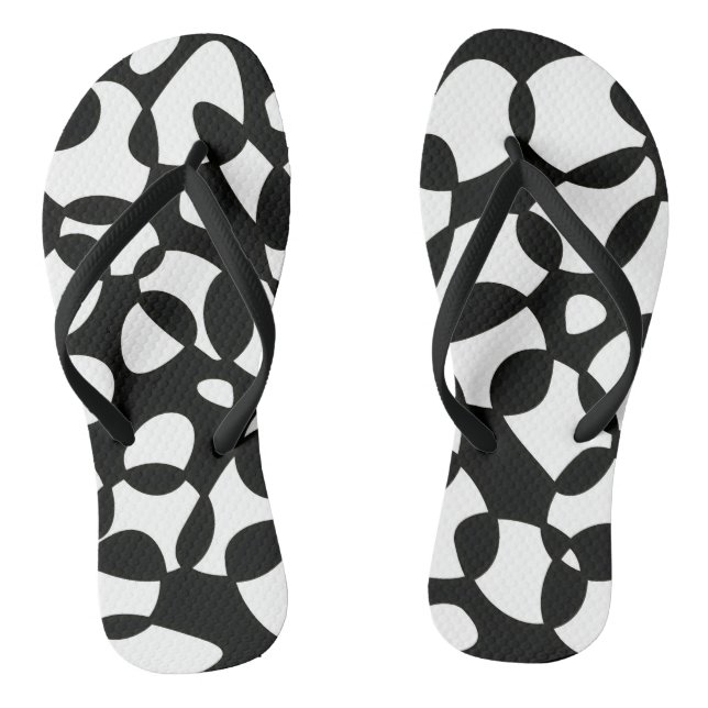 Cells Abstraction Black White Jandals (Footbed)