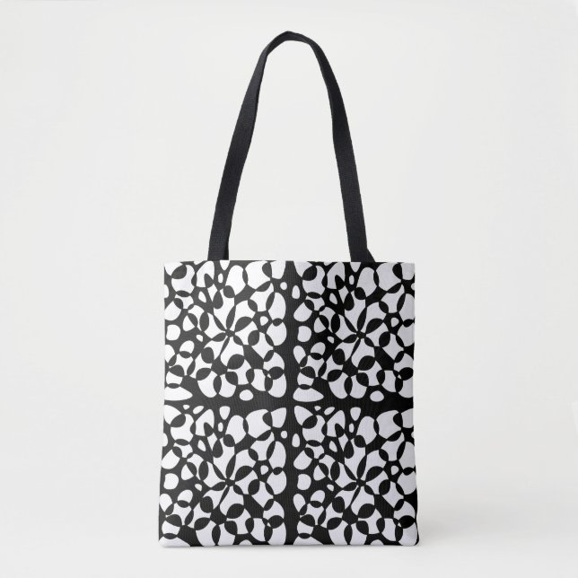 Cells Abstraction Black White Tote Bag (Front)
