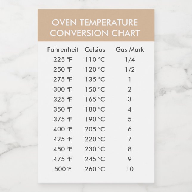 Celsius To Fahrenheit Oven Conversion Chart Label (Single Label)