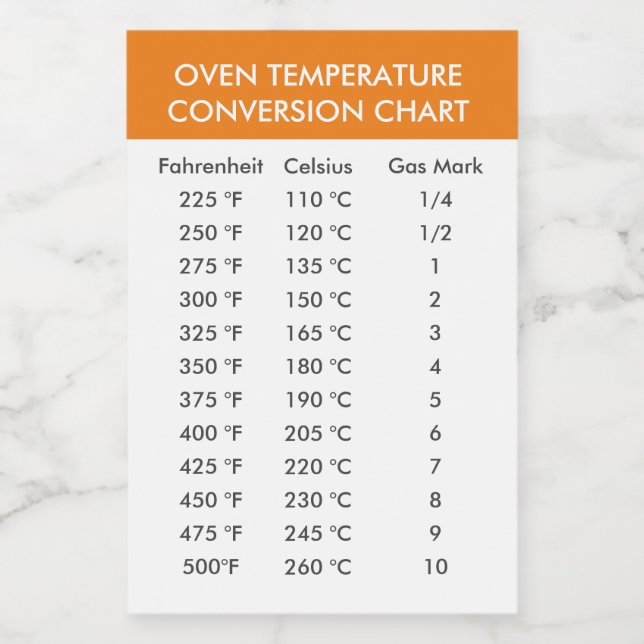 Celsius To Fahrenheit Oven Conversion Chart Label (Single Label)