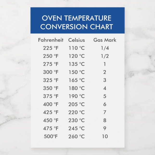Celsius To Fahrenheit Oven Conversion Chart Label (Single Label)